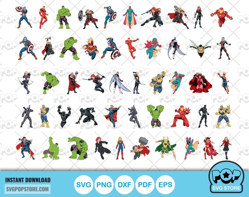 Marvel Avengers 100 cliparts bundle, Avengers svg cut files for Cricut / Silhouette, Avengers png