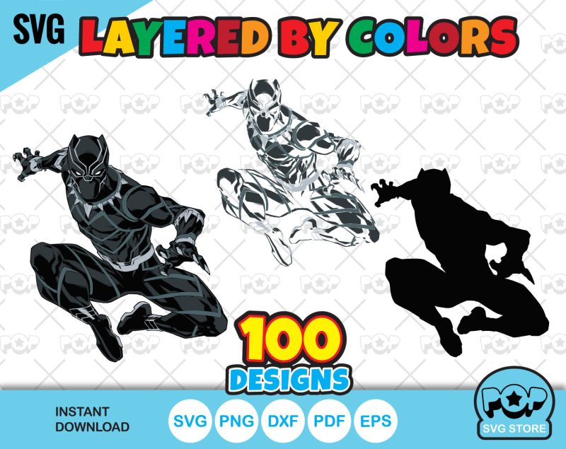 Black Panther 100 cliparts bundle, Black Panther SVG cut files for Cricut / Silhouette, PNG, DXF, instant download