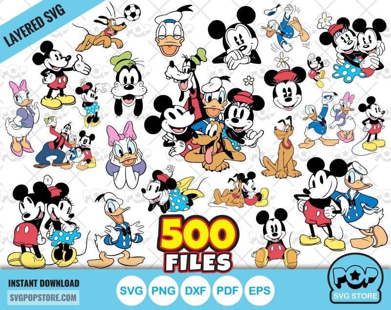 Classic Mickey and Friends BIG BUNDLE 500 files, svg cut files for Cricut / Silhouette, Mickey & friends png