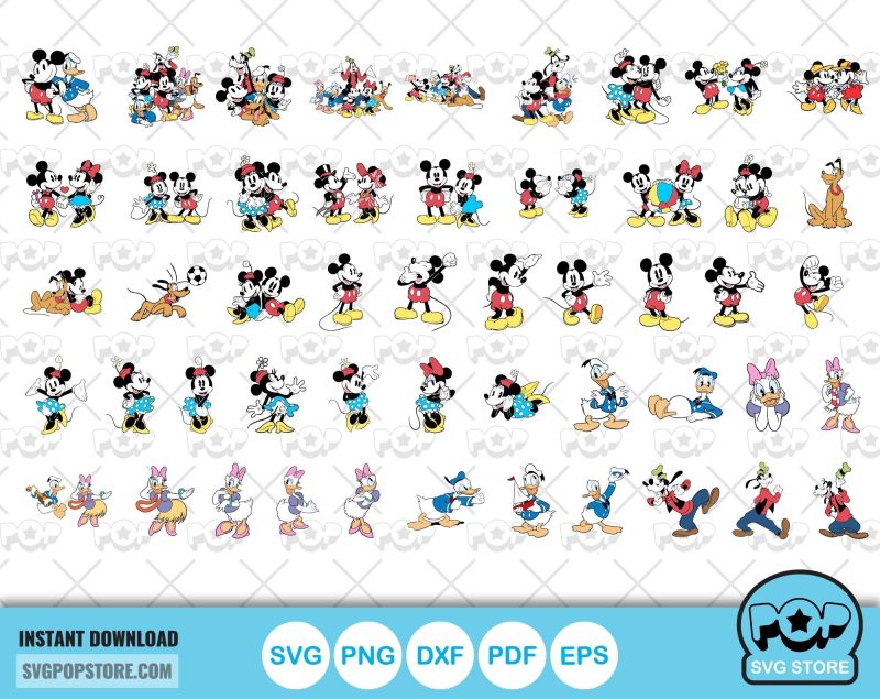 Classic Mickey and Friends clipart bundle, svg cut files for Cricut / Silhouette, Mickey & friends png