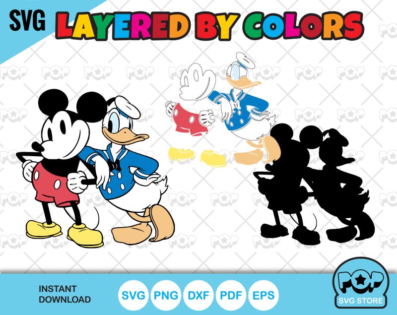 Classic Mickey and Friends clipart bundle, svg cut files for Cricut / Silhouette, Mickey & friends png