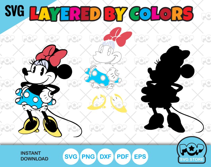 Classic Minnie Mouse 100 cliparts bundle, Minnie svg cut files for Cricut / Silhouette, Minnie Mouse png