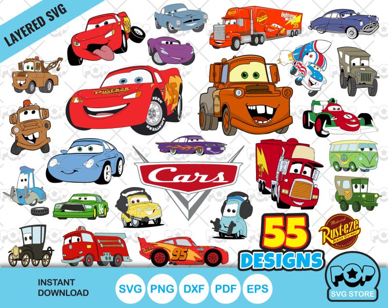 Cars clipart bundle, Disney Cars SVG cut files for Cricut / Silhouette, PNG DXF, instant download