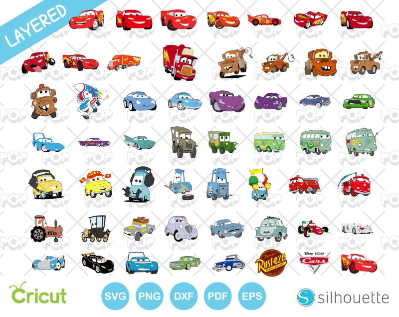 Cars clipart bundle, Disney Cars SVG cut files for Cricut / Silhouette, PNG DXF, instant download