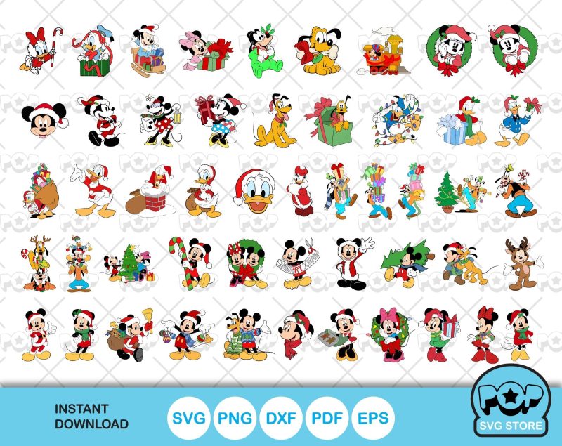 Disney Christmas new Clipart bundle, Mickey Mouse Christmas SVG cut files for Cricut / Silhouette, PNG, DXF, instant download