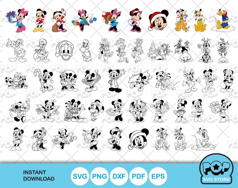 Disney Christmas new Clipart bundle, Mickey Mouse Christmas SVG cut files for Cricut / Silhouette, PNG, DXF, instant download