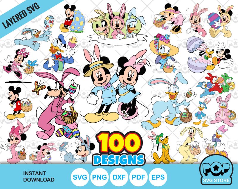 Mickey and Friends Easter clipart bundle, Disney Easter SVG cut files for Cricut / Silhouette, instant download