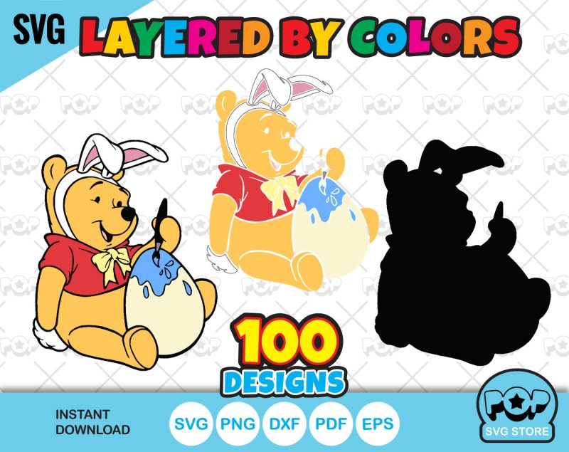 Pooh and Friends Easter clipart set, Disney Easter SVG cut files for Cricut / Silhouette, instant download