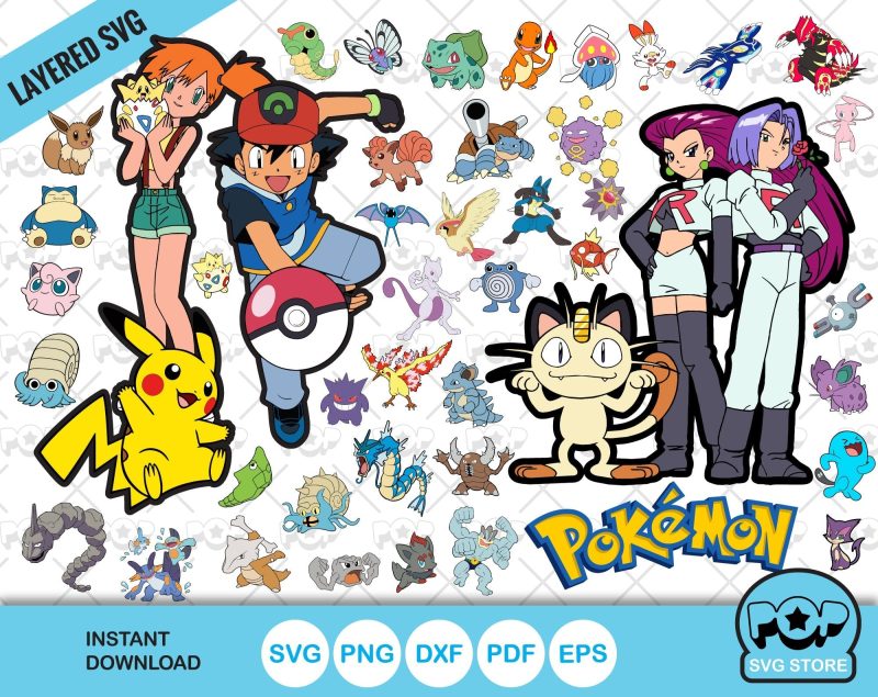 Pokemon 200+ cliparts bundle, SVG cut files for Cricut / Silhouette, PNG, DXF, instant download