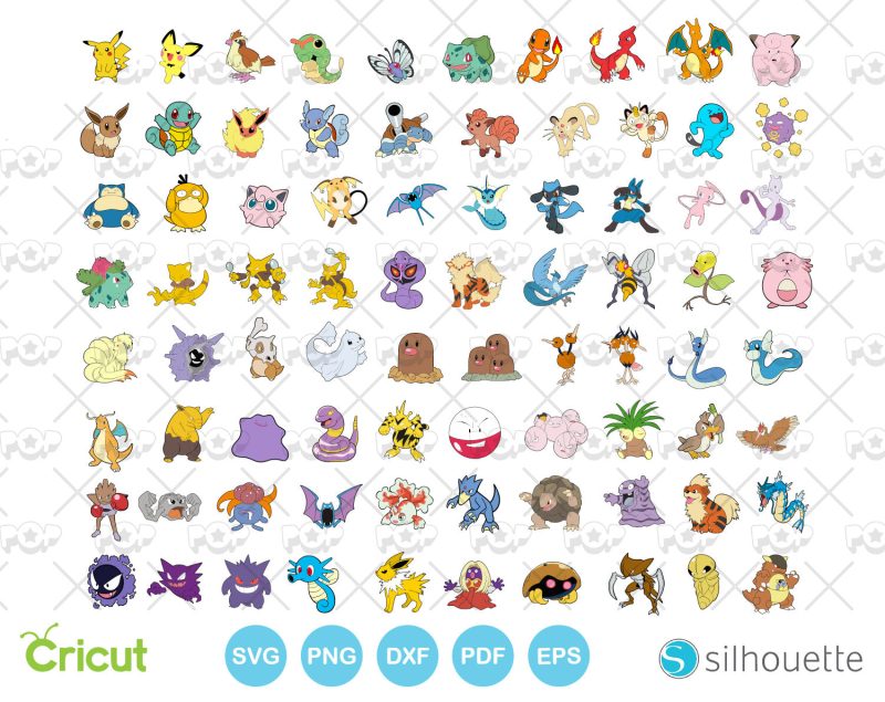 Pokemon 200+ cliparts bundle, SVG cut files for Cricut / Silhouette, PNG, DXF, instant download