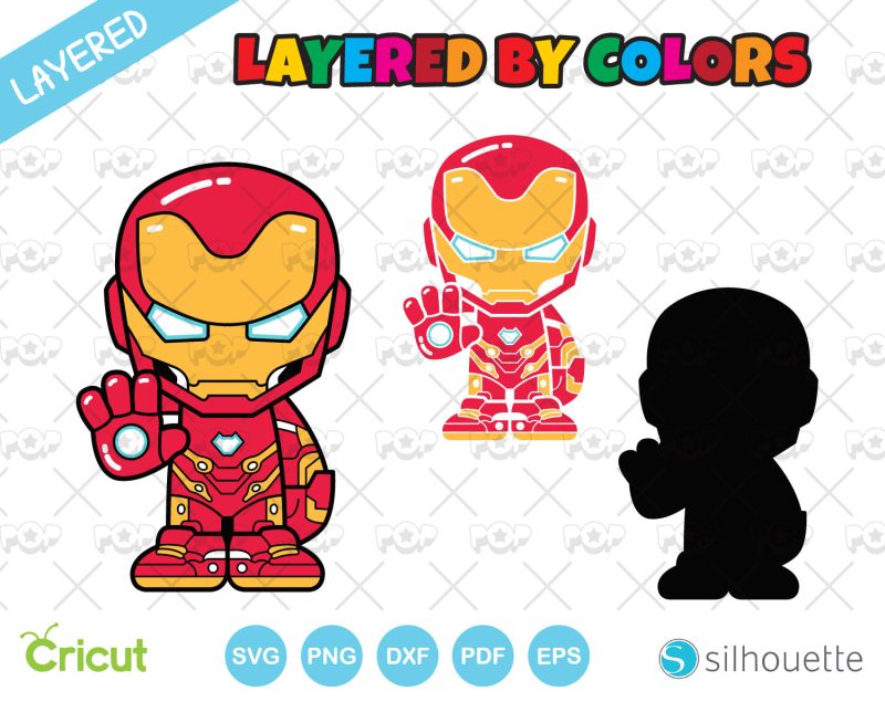 Chibi Avengers clipart set, Marvel SVG cut files for Cricut / Silhouette, PNG, DXF, instant download