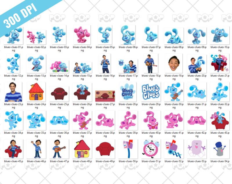 Blue's Clues clipart PNG, Printable png cut for Cricut / Silhouette, Blues Clues digital papers, instant download