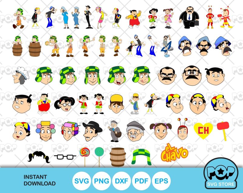 El Chavo Del Ocho clipart set, El Chavo SVG cut files for Cricut / Silhouette, instant download