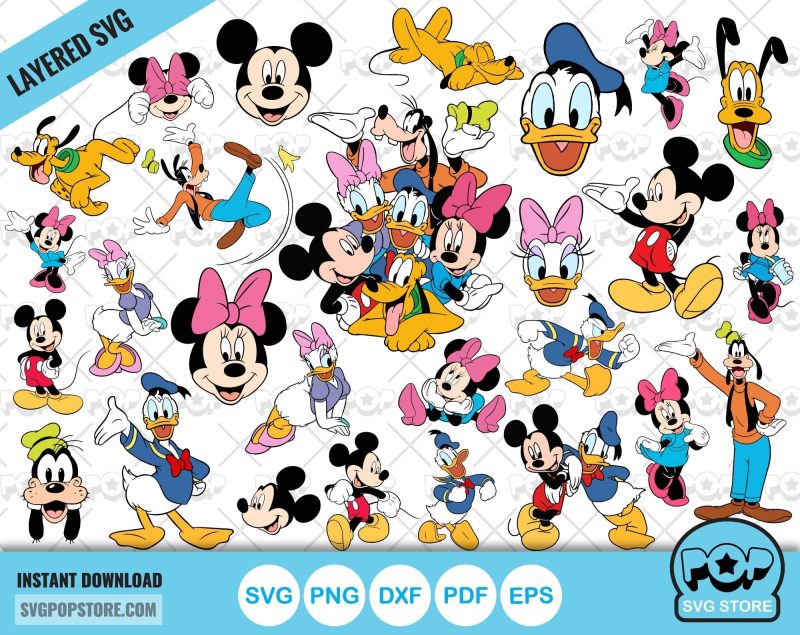 Mickey and Friends clipart bundle, svg cut files for Cricut / Silhouette, Mickey & friends png