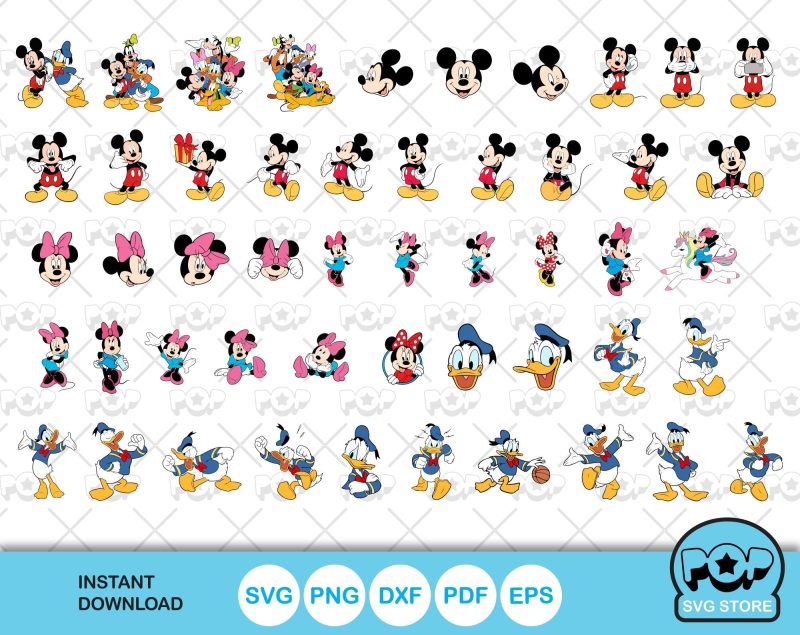 Mickey and Friends 100 cliparts bundle, svg cut files for Cricut / Silhouette, Mickey & friends png