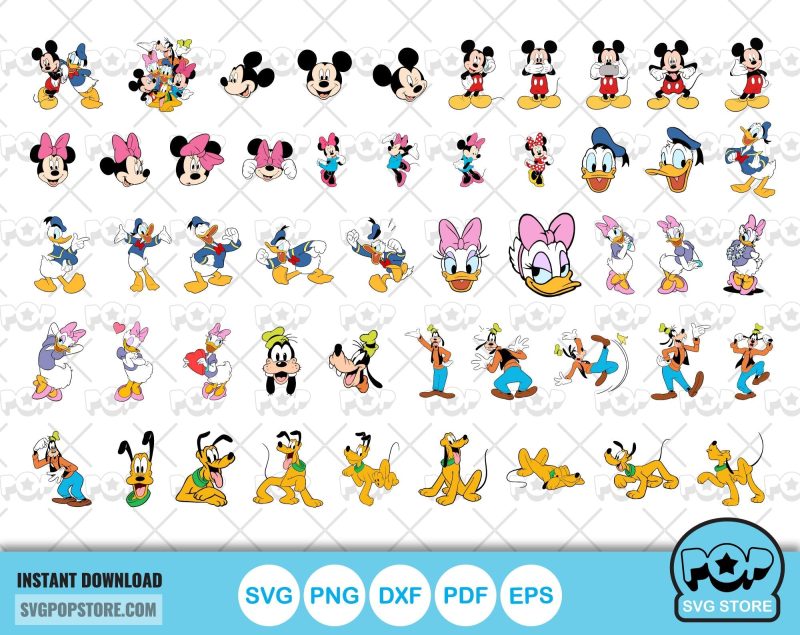 Mickey and Friends clipart bundle, svg cut files for Cricut / Silhouette, Mickey & friends png