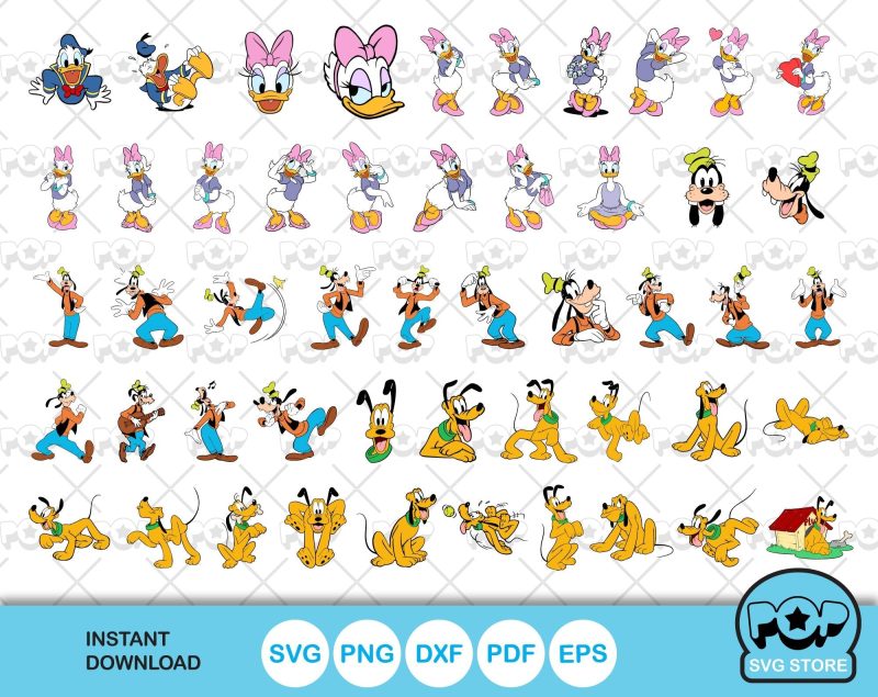 Mickey and Friends 100 cliparts bundle, svg cut files for Cricut / Silhouette, Mickey & friends png