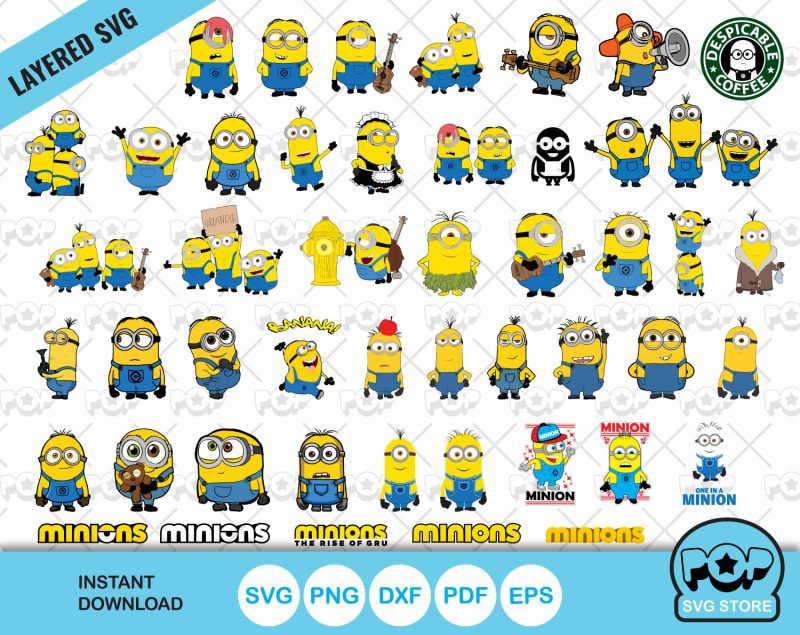 Minions clipart bundle, Minions SVG cut files for Cricut / Silhouette, PNG DXF, instant download