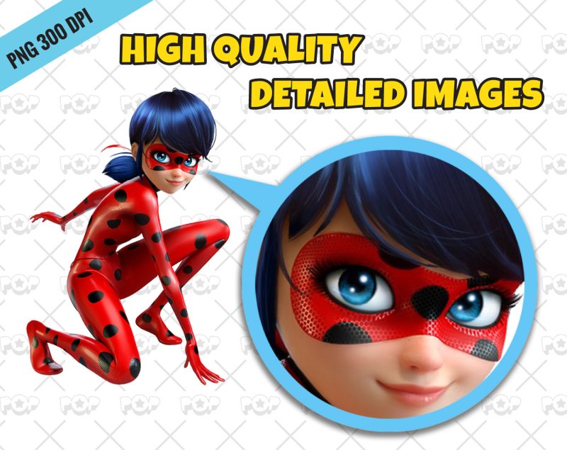 Miraculous Ladybug clipart bundle, transparent PNG, designs for decoration / sublimation, instant download