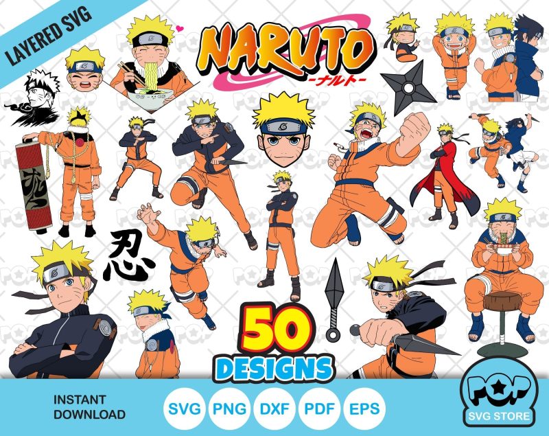 Naruto clipart set, Naruto SVG cut files for Cricut / Silhouette, SVG, PNG, DXF, instant download