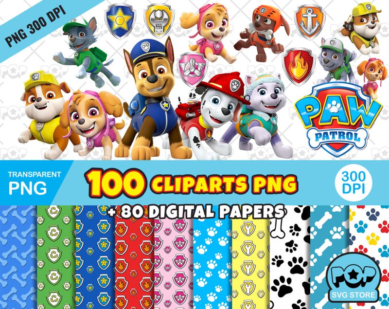 Paw Patrol clipart PNG, transparent PNG, designs for decoration / sublimation, instant download