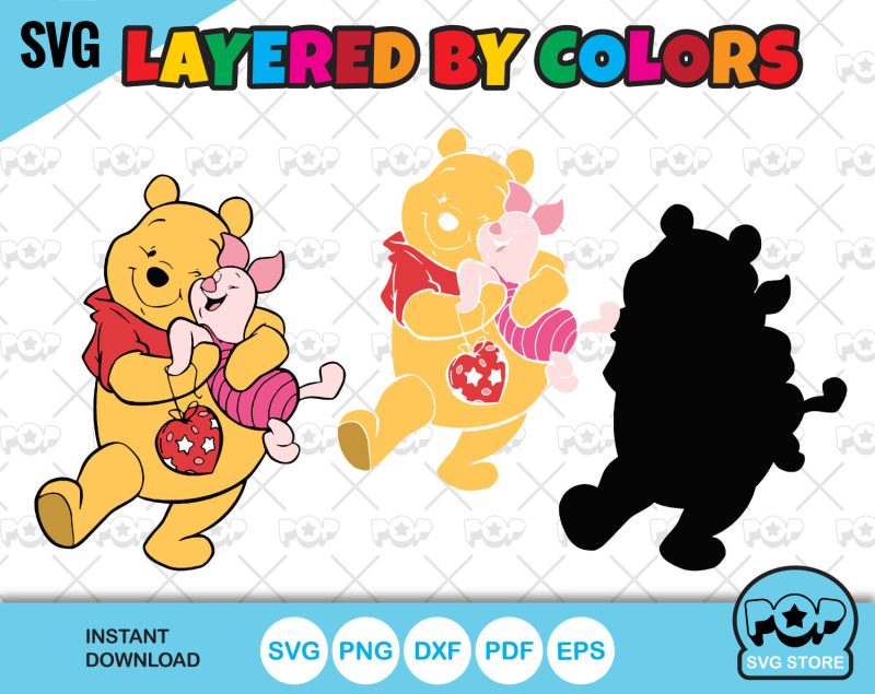 Pooh and Friends Valentine's Day 60 cliparts set, Valentines Day SVG cut files for Cricut / Silhouette, Winnie the Pooh svg, PNG, DXF