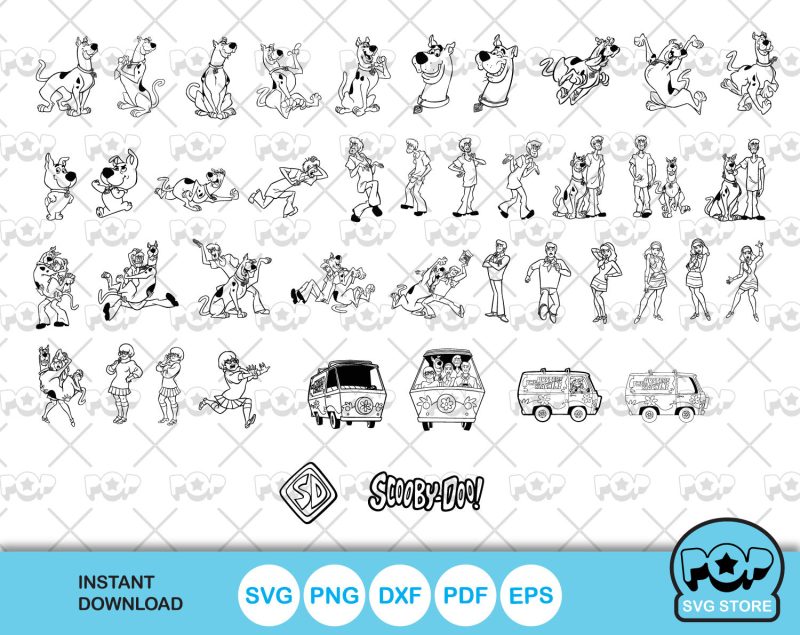 Scooby-Doo clipart bundle, Scooby Doo SVG cut files for Cricut / Silhouette, PNG, DXF, instant download