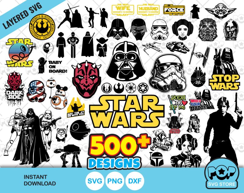 Star Wars mega clipart bundle, SVG cut files for Cricut / Silhouette, Star Wars designs for sublimation, instant download