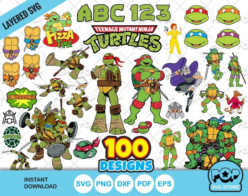 Ninja Turtles clipart + alphabet, Teenage Mutant Ninja Turtles SVG cutting files, PNG, DXF, instant download