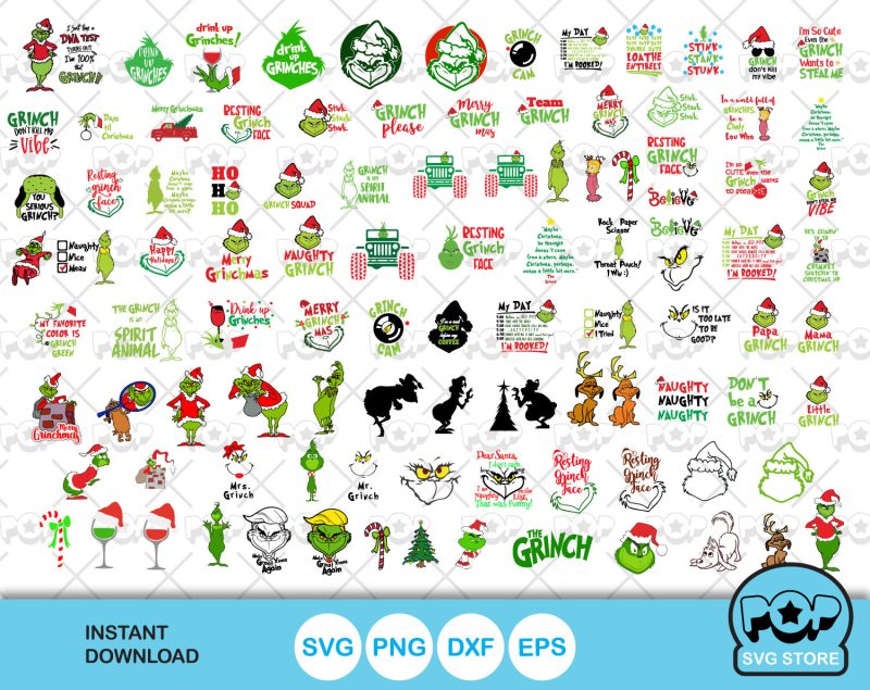 The Grinch 500+ cliparts bundle, Grinch Christmas SVG cut files for Cricut / Silhouette, Christmas cliparts, instant download