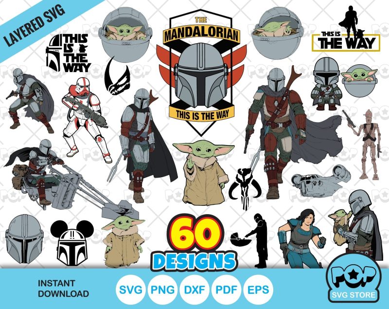 The Mandalorian clipart bundle, Mandalorian svg cut files for Cricut / Silhouette, png, dxf