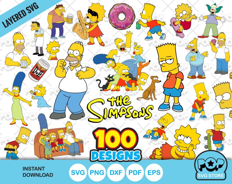 The Simpsons clipart bundle, The Simpsons SVG cutting files for Cricut / Silhouette, instant download