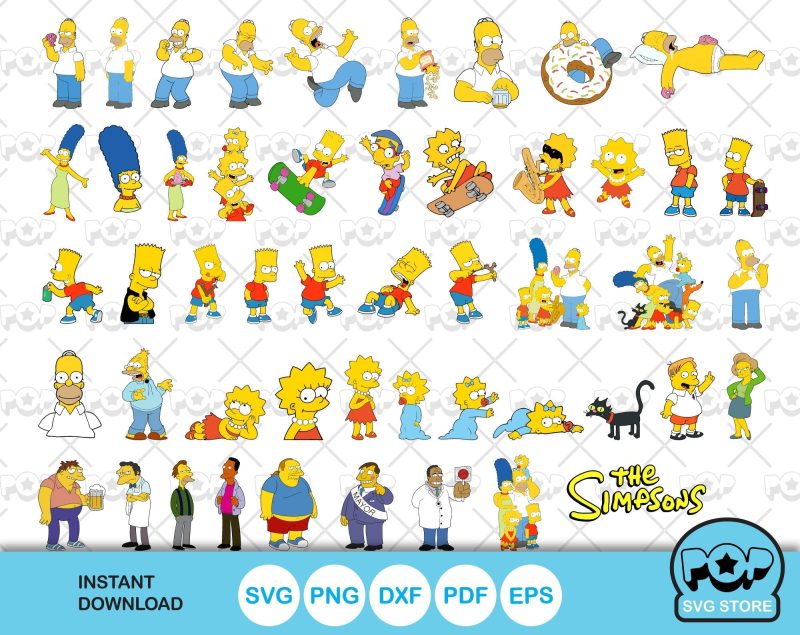 The Simpsons clipart bundle, The Simpsons SVG cutting files for Cricut / Silhouette, instant download